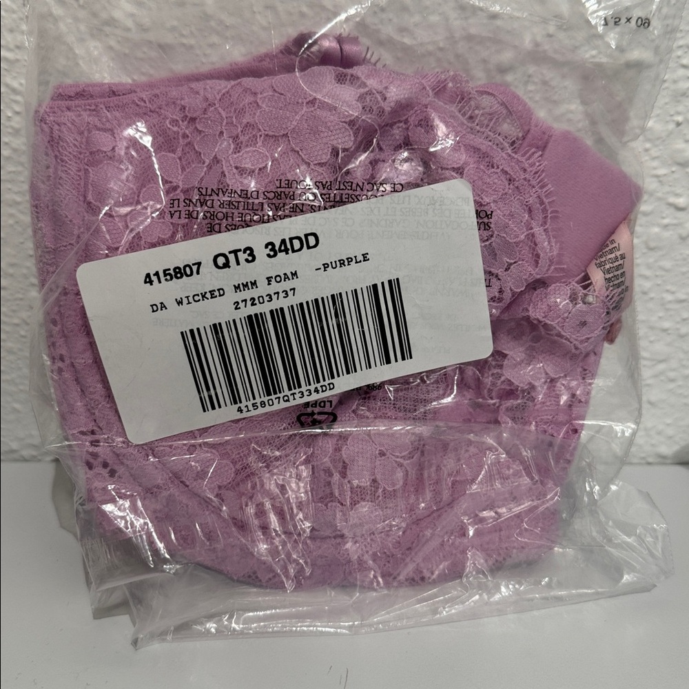 LACE BALCONET Pink purple VICTORIAS SECRET PINK BRA 34DD FASHION SHOW 2025 - Picture 4 of 6